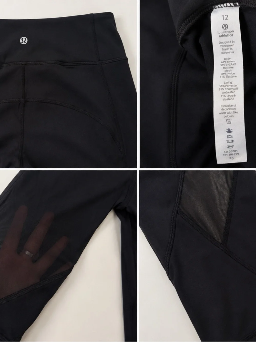 lululemon athletica Black High-Rise Mesh Panel Leggings